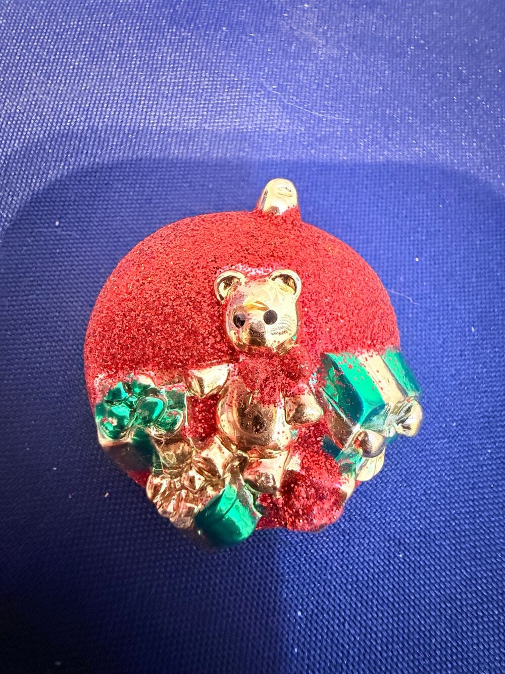 Vintage Metal Christmas Bear Ornament Brooch Pin